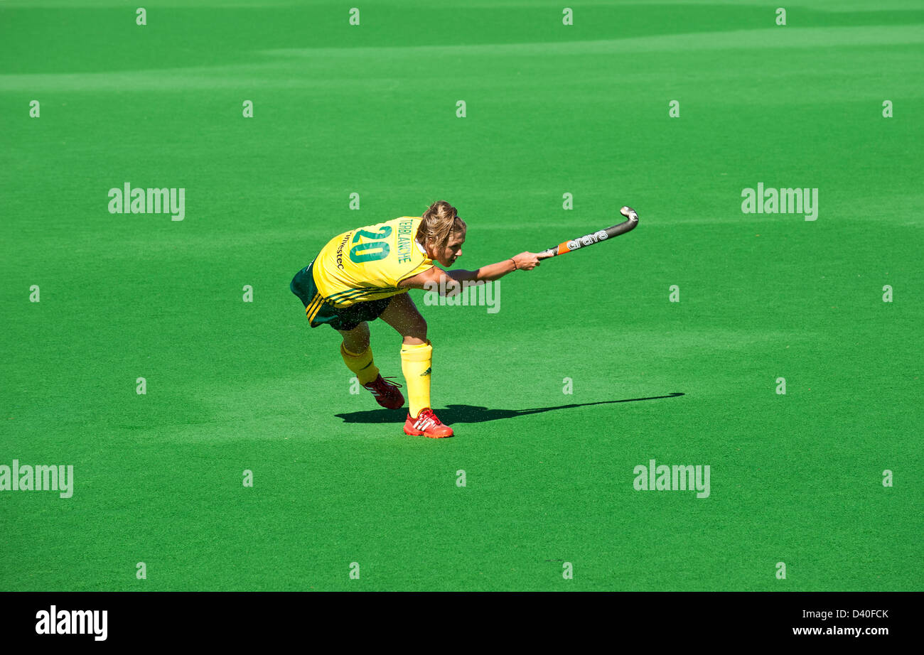 Nicolene Terblanche South African Ladies hockey team member in action Stock Photo