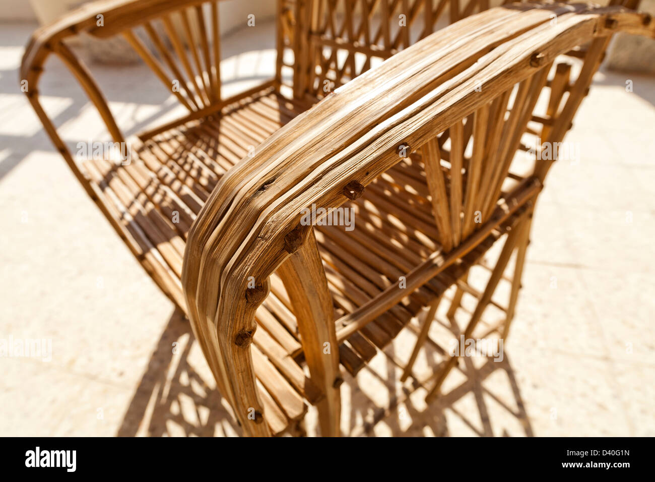 Cane type furniture made from palm fronds in Egypt Africa Stock