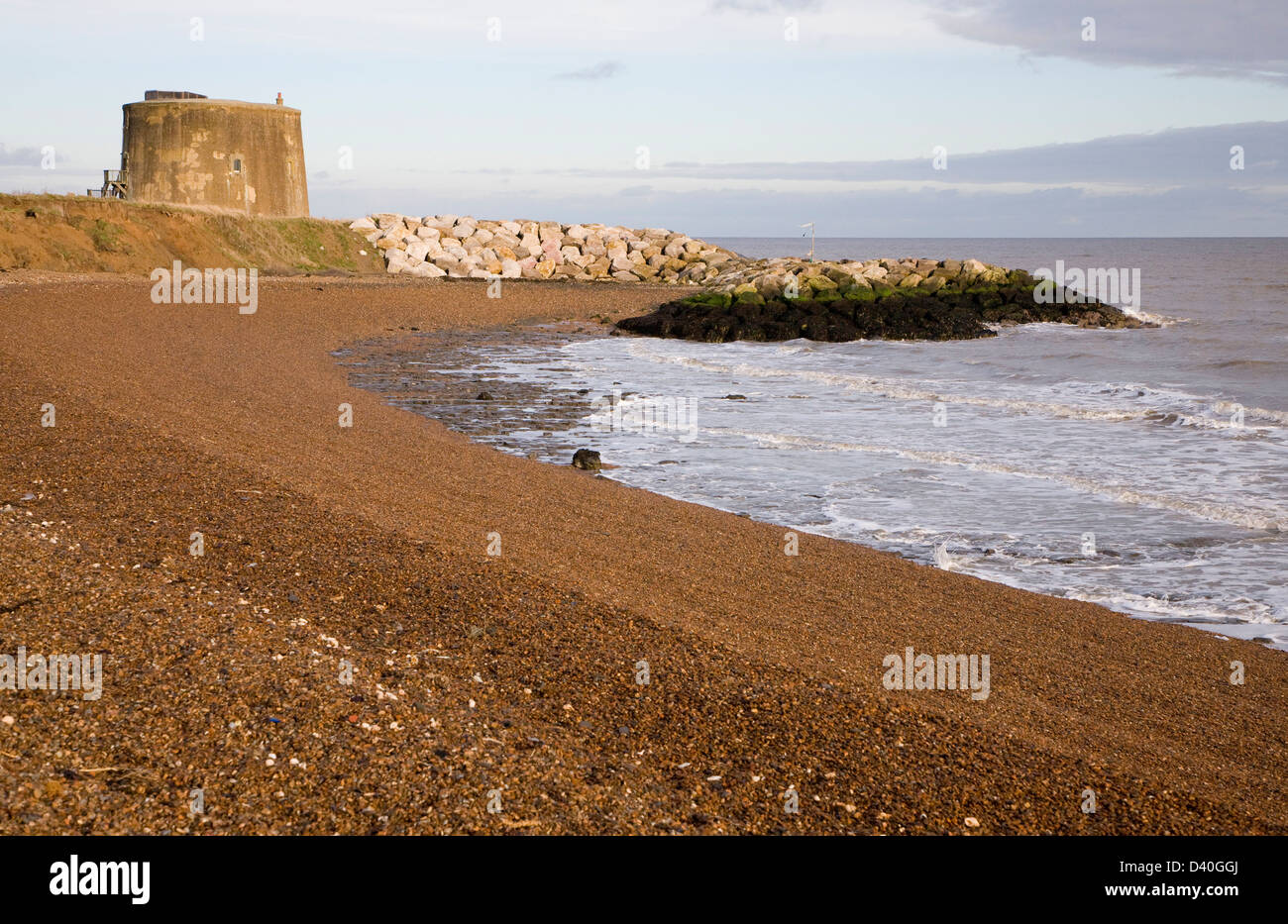 Rapid coastal erosion East Lane, Bawdsey, Suffolk, England Stock Photo