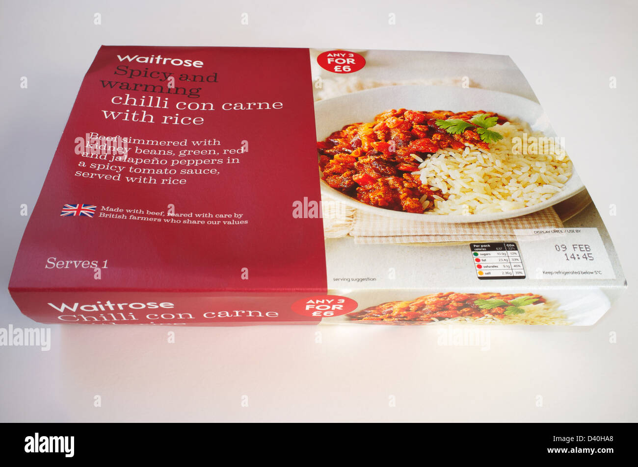 Waitrose chilli con carne with rice ready meal for one Stock Photo Alamy