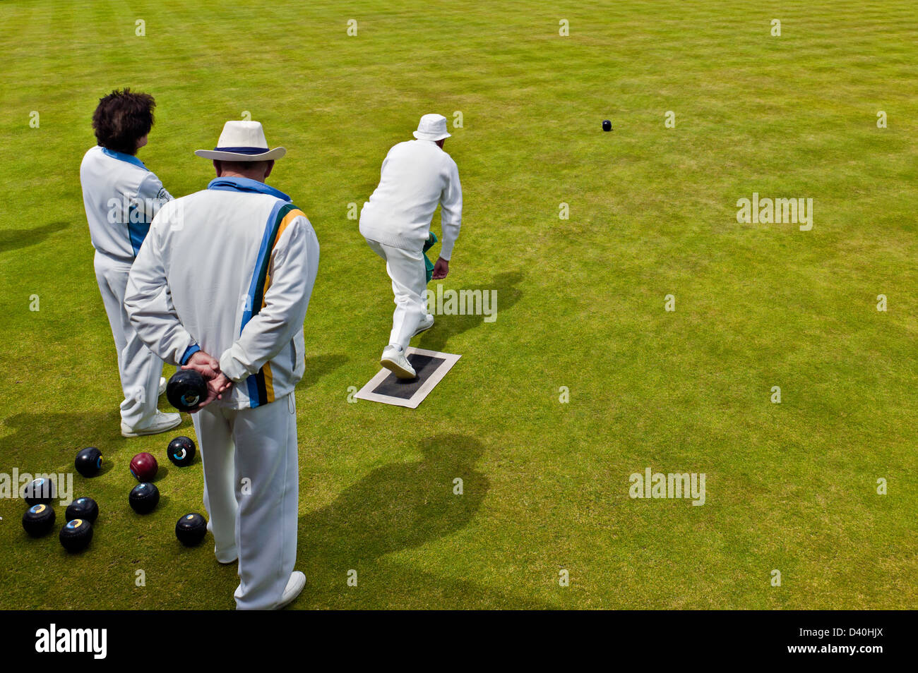 Members of Devonport Park Bowls Club enjoy a 'friendly' warm up match before embarking on a men's county tour to Scotland. Stock Photo