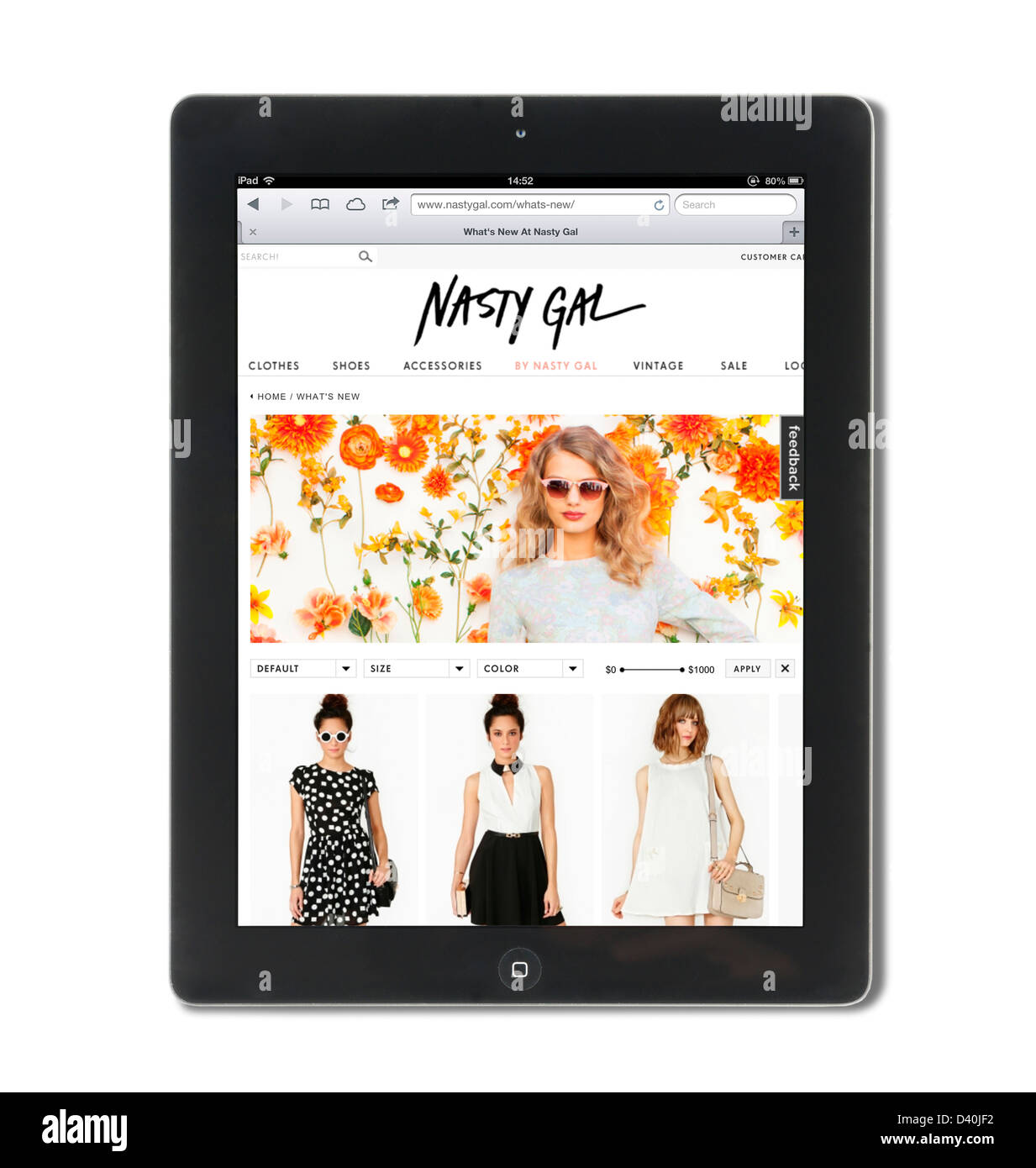 Nasty Gal, the discount clothing website for young women, viewed on an Apple iPad Stock Photo