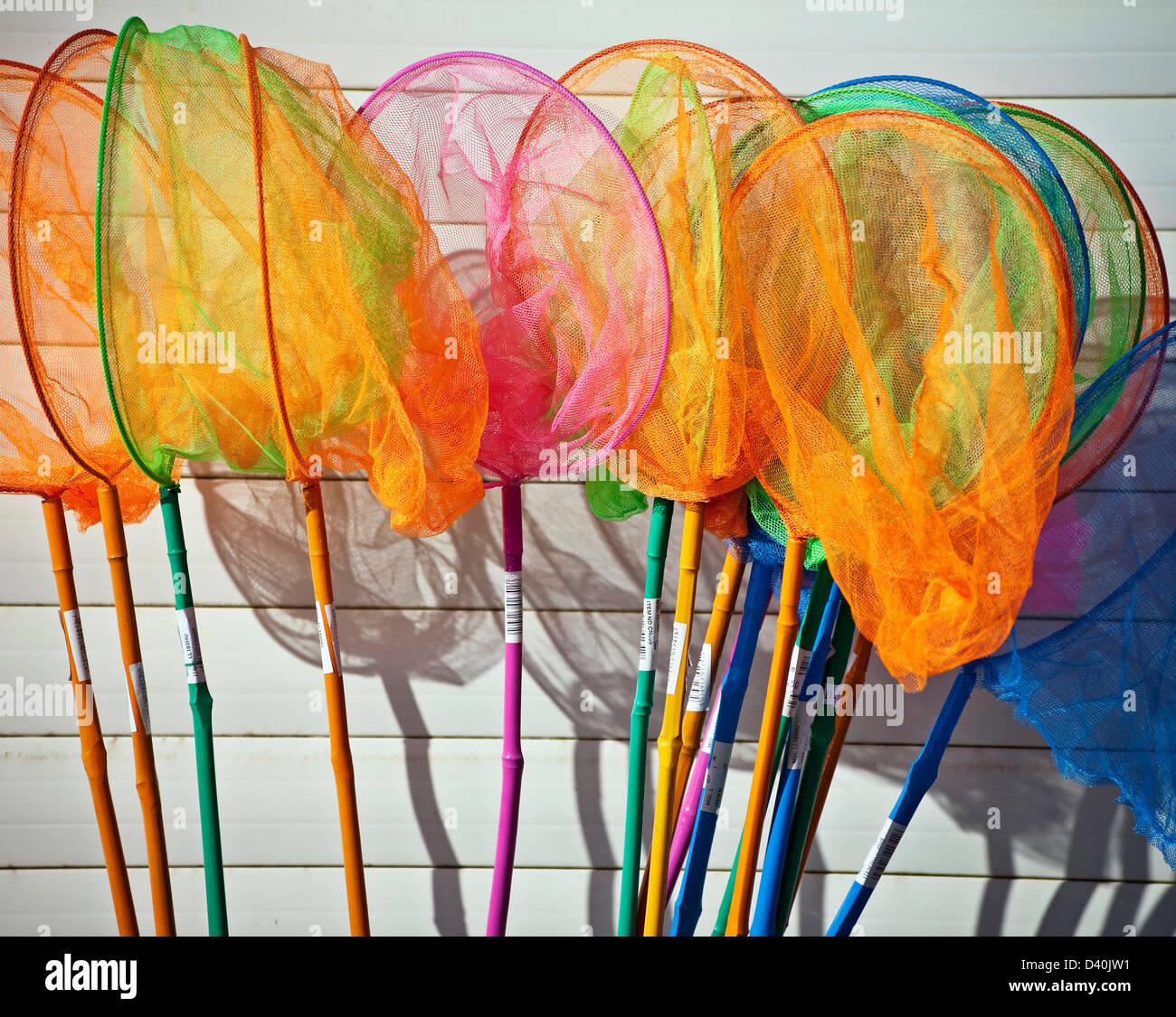Sea side children's fishing nets Stock Photo Alamy