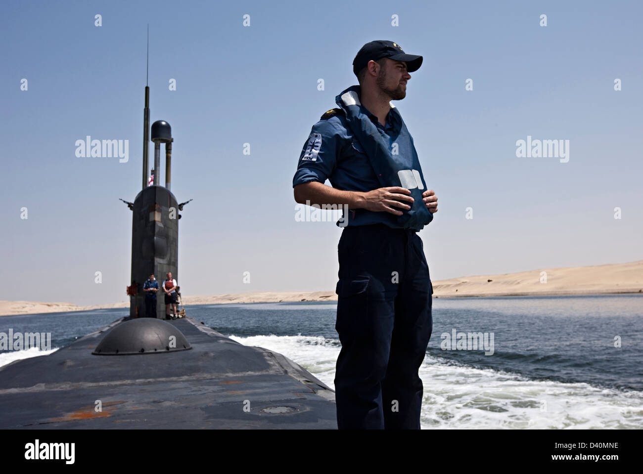 Look out on deck of Nuclear Submarine HMS Talent, Egypt Stock Photo