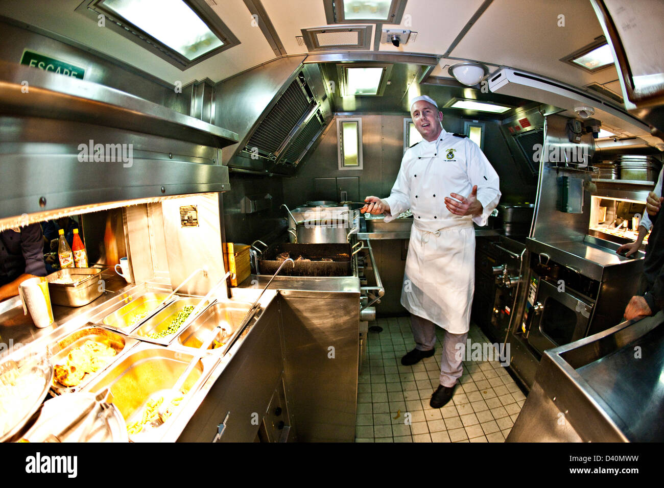 Chef in kitchen of Nuclear Submarine HMS Talent Stock Photo 54106133