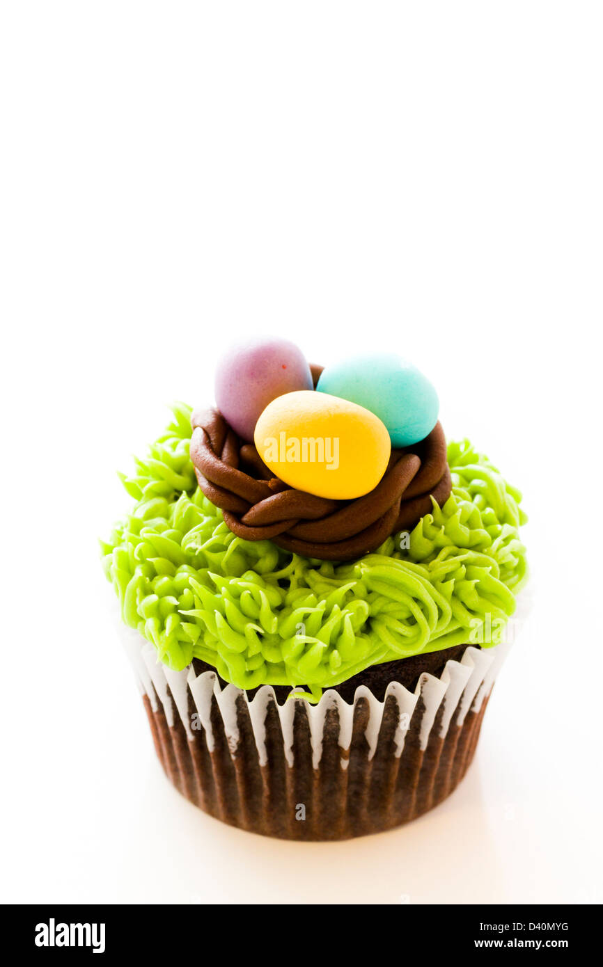 Gourmet chocolate Easter cupcakes individually decorated Stock Photo