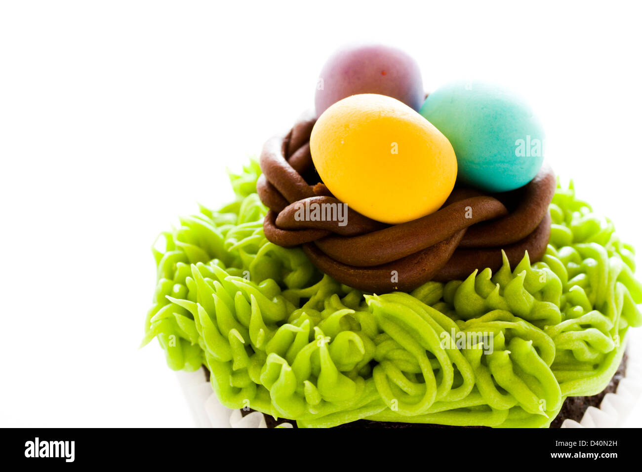 Gourmet chocolate Easter cupcakes individually decorated Stock Photo