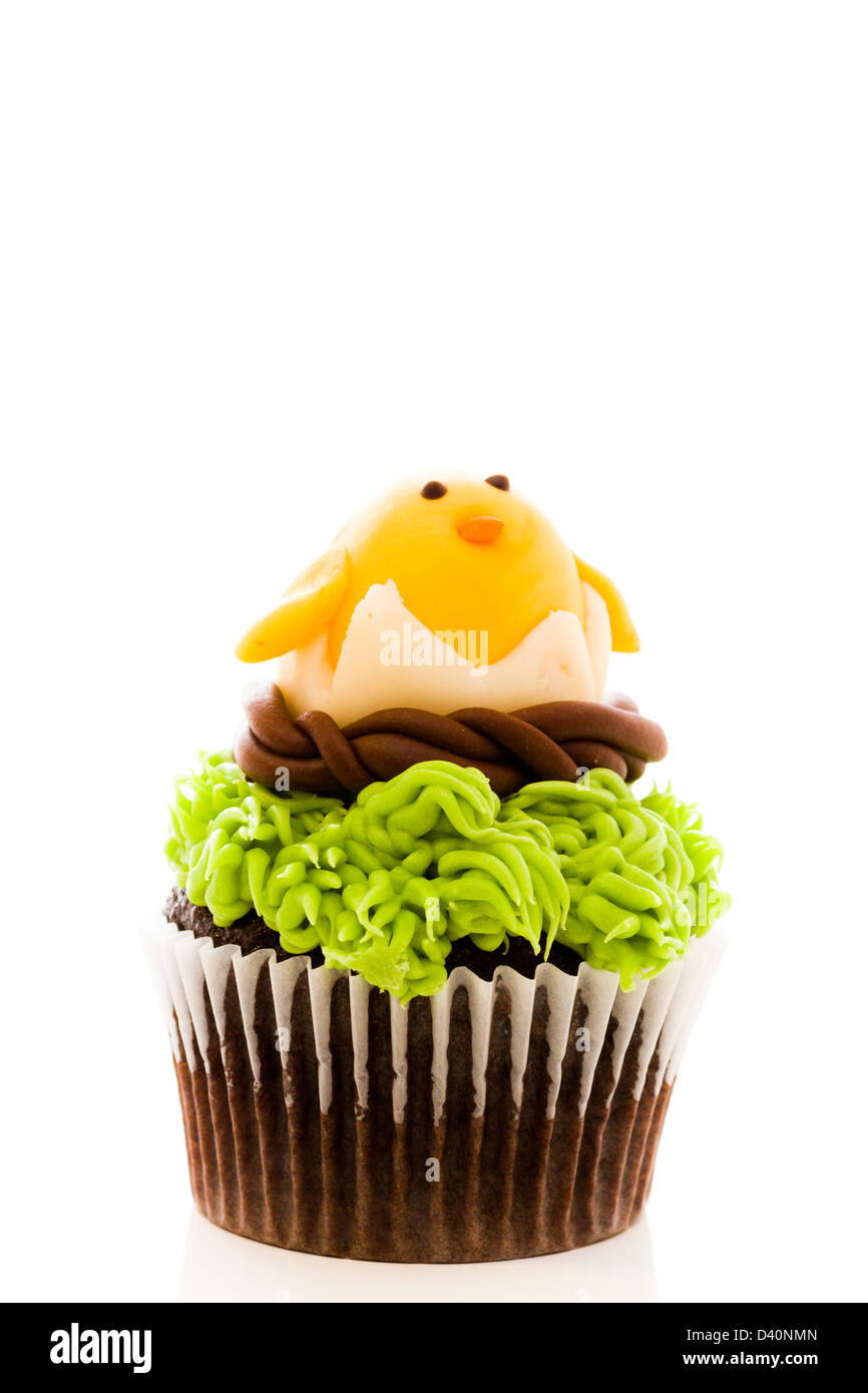 Gourmet chocolate Easter cupcakes individually decorated Stock Photo