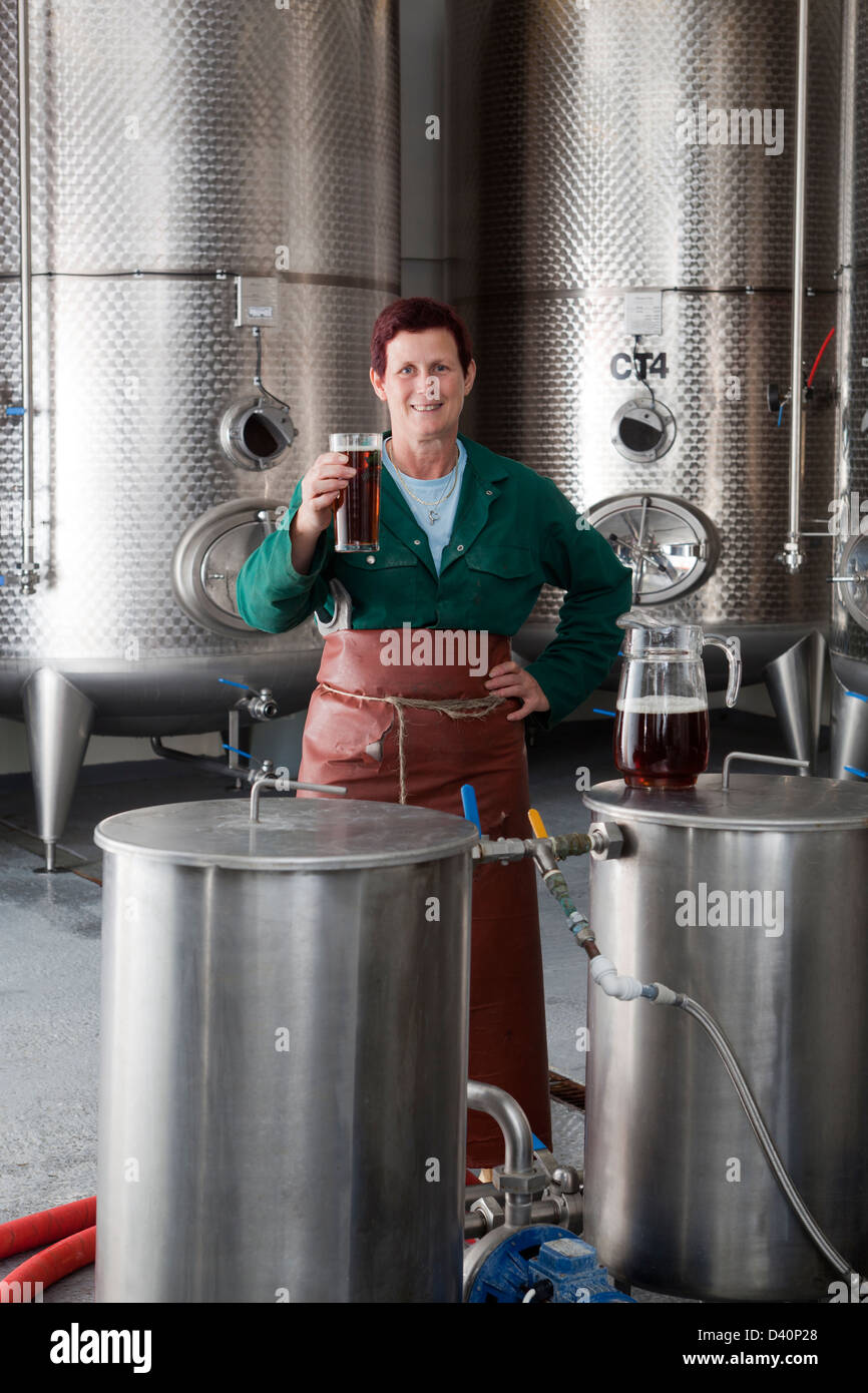 Female Master Brewer at Hogsback Brewery Stock Photo Alamy