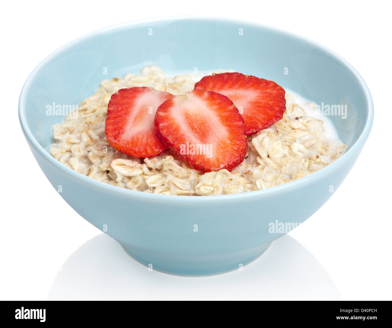 porridge with fresh strawberry isolated Stock Photo
