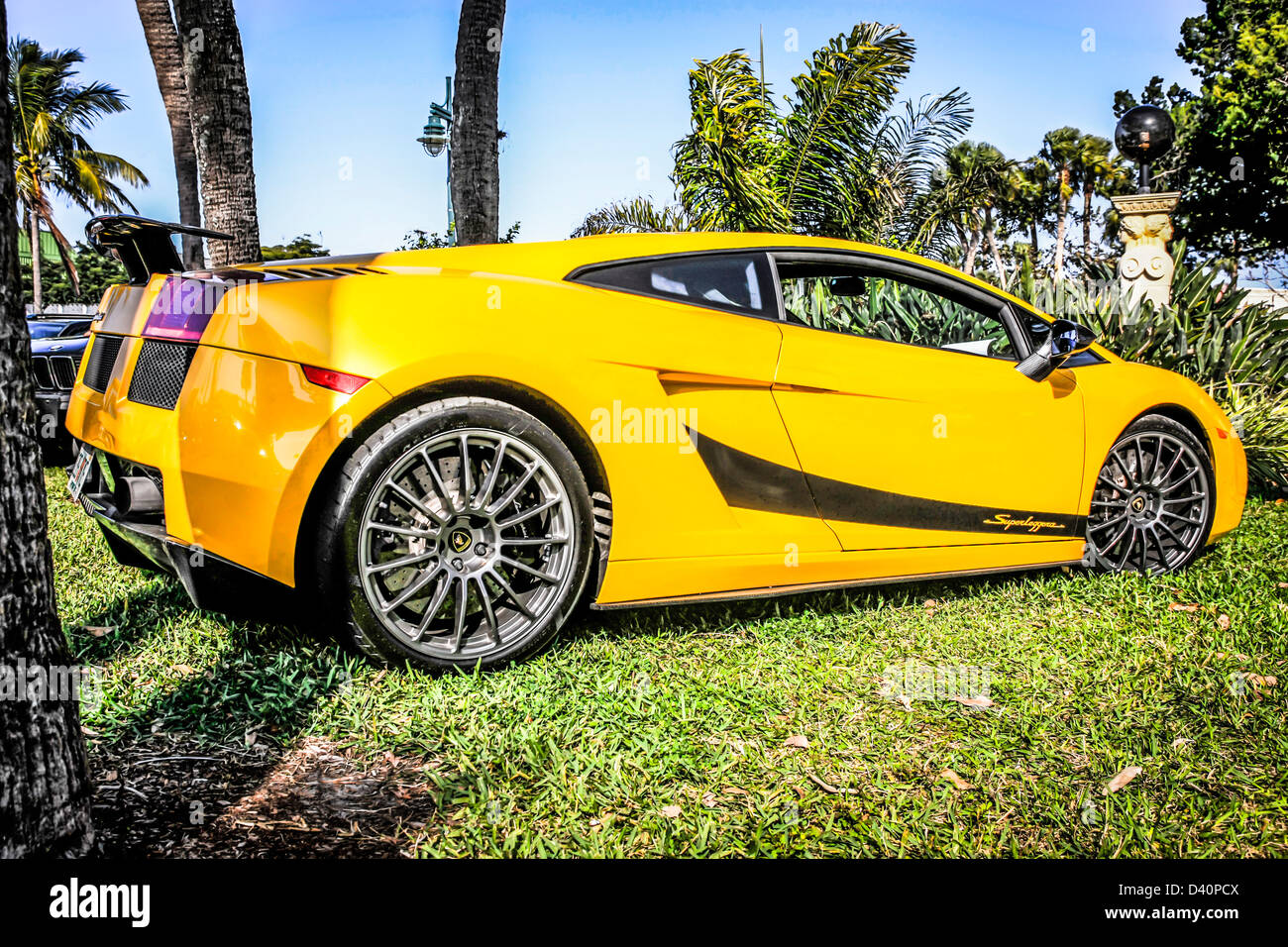 Yellow Superleggera at the Exotic car show in Sarasota
