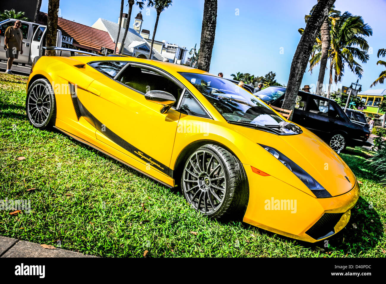 Yellow Superleggera at the Exotic car show in Sarasota