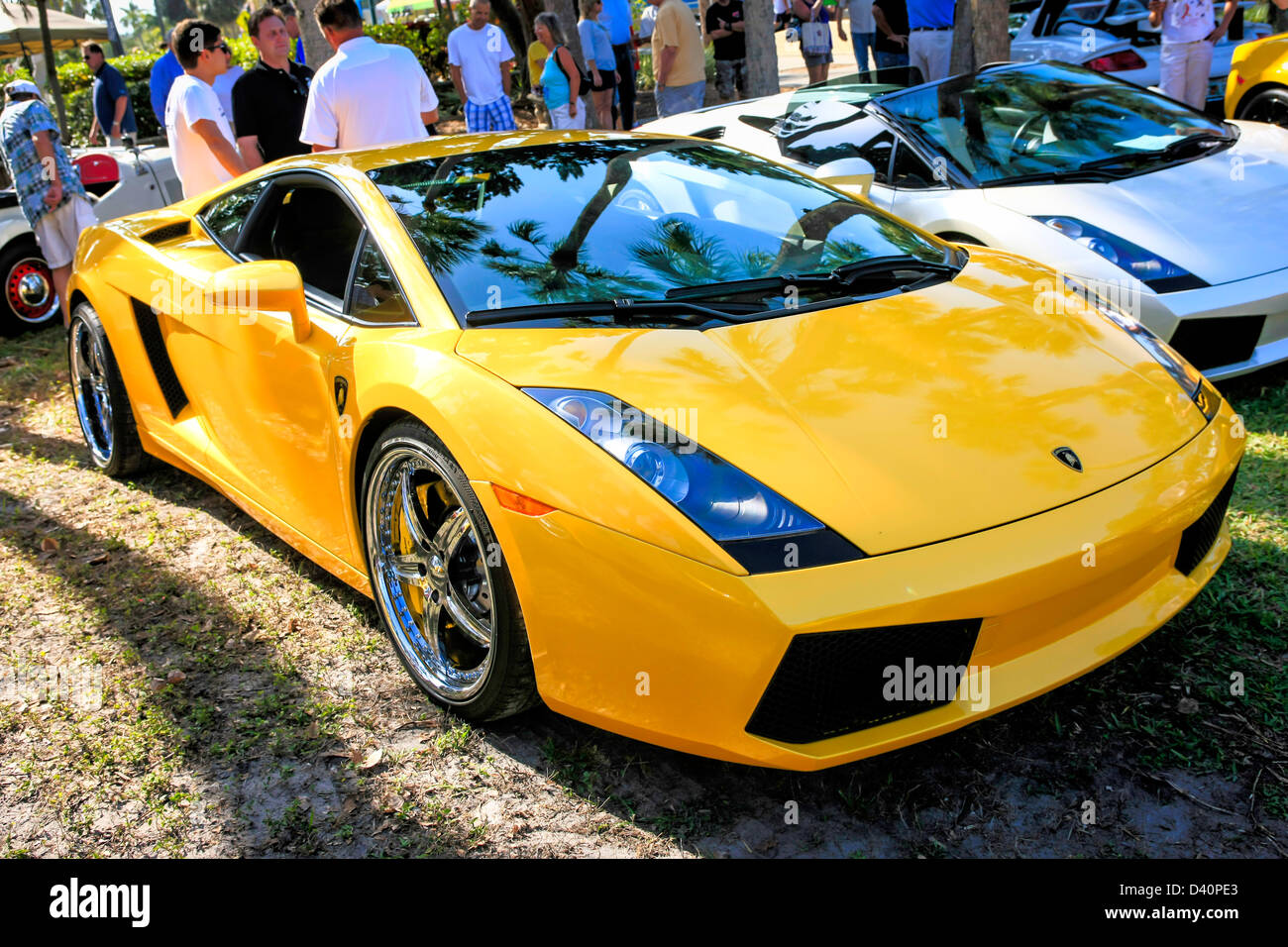 Yellow Lamborghini Superleggera at the Exotic car show in Sarasota ...