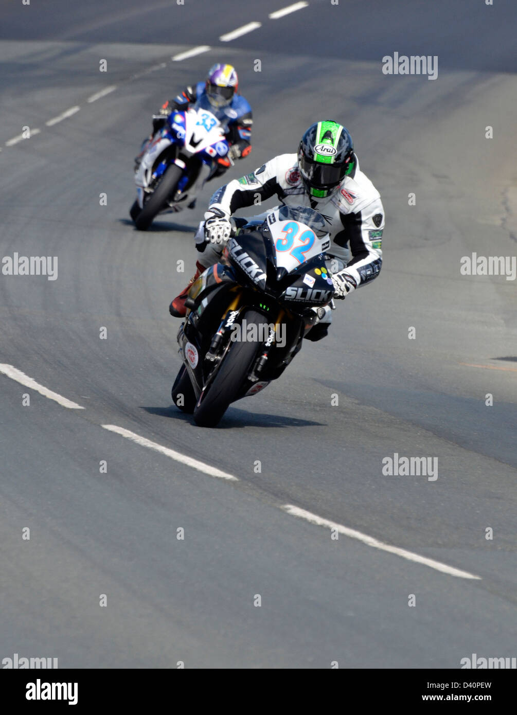 motorcyle racing isle of man TT Stock Photo