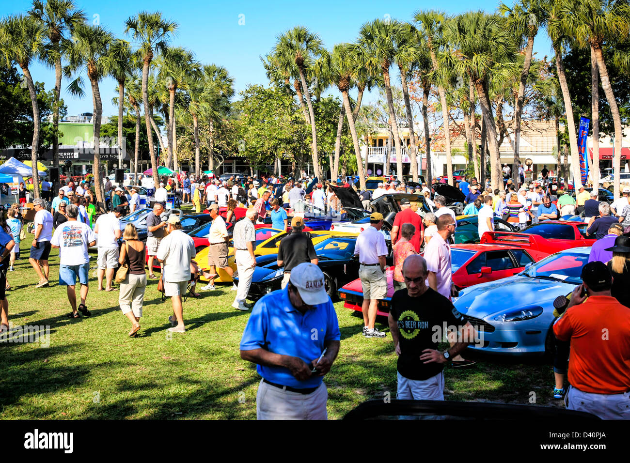 The Sarasota Exotic Car Show at St. Armands Circle Florida Stock Photo