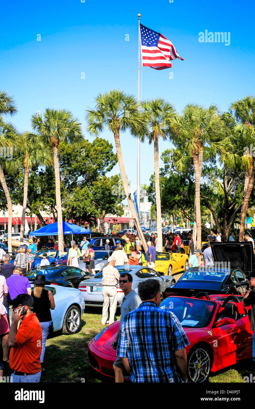 The Sarasota Exotic Car Show at St. Armands Circle Florida Stock Photo