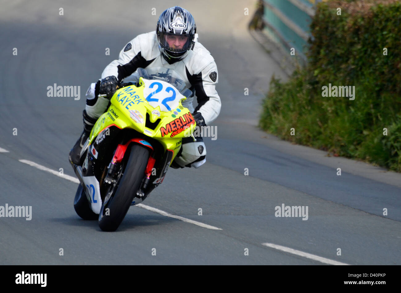 motorcycle at speed isle of man TT Stock Photo