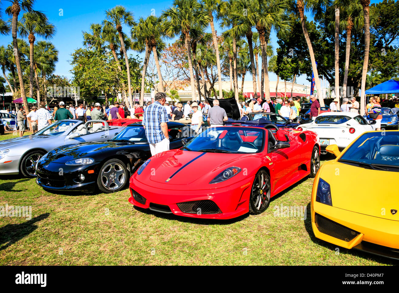 The Sarasota Exotic Car Show at St. Armands Circle Florida Stock Photo
