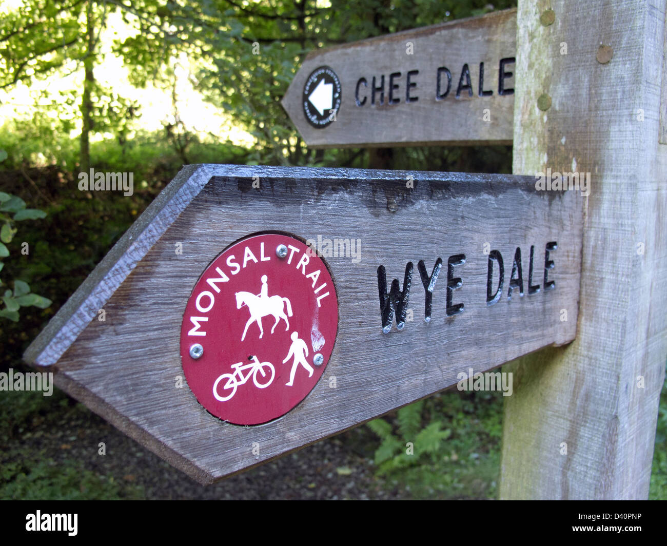 monsal trail signpost Stock Photo