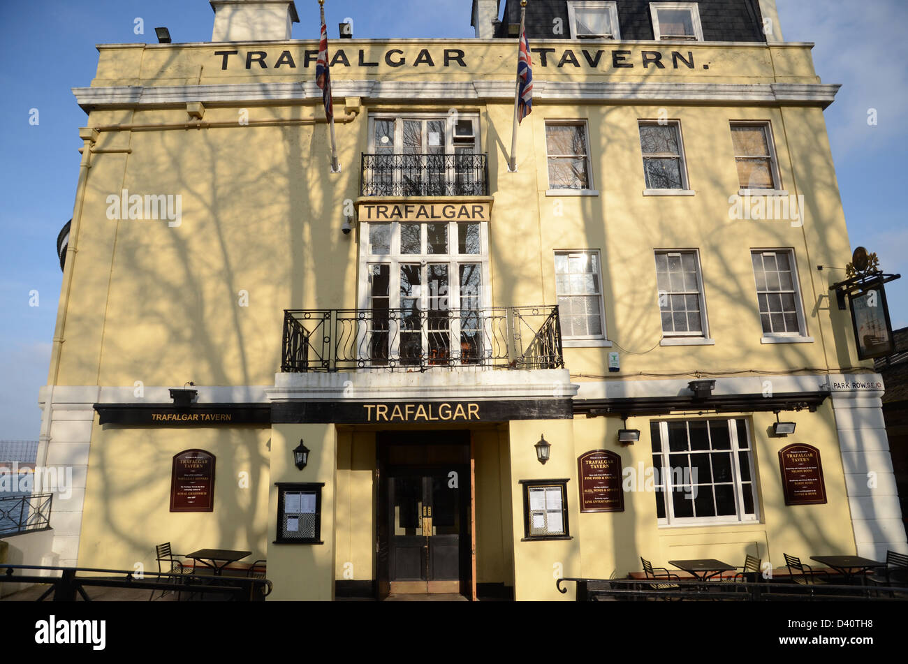 The Trafalgar Tavern public house on the River Thames in Greenwich Stock Photo