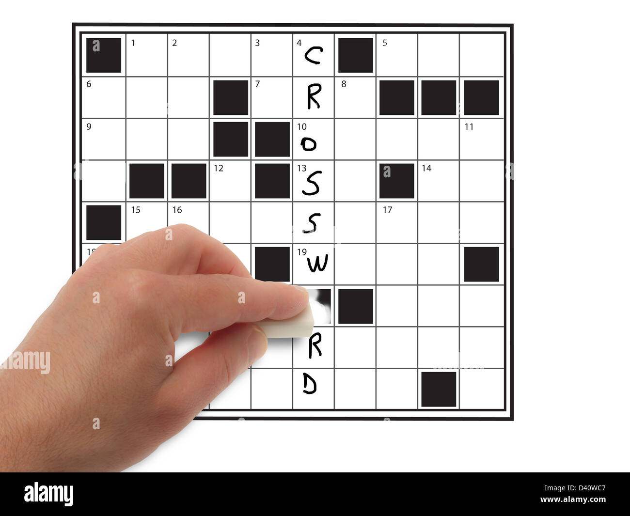 rubber hand that corrects crosswords Stock Photo Alamy