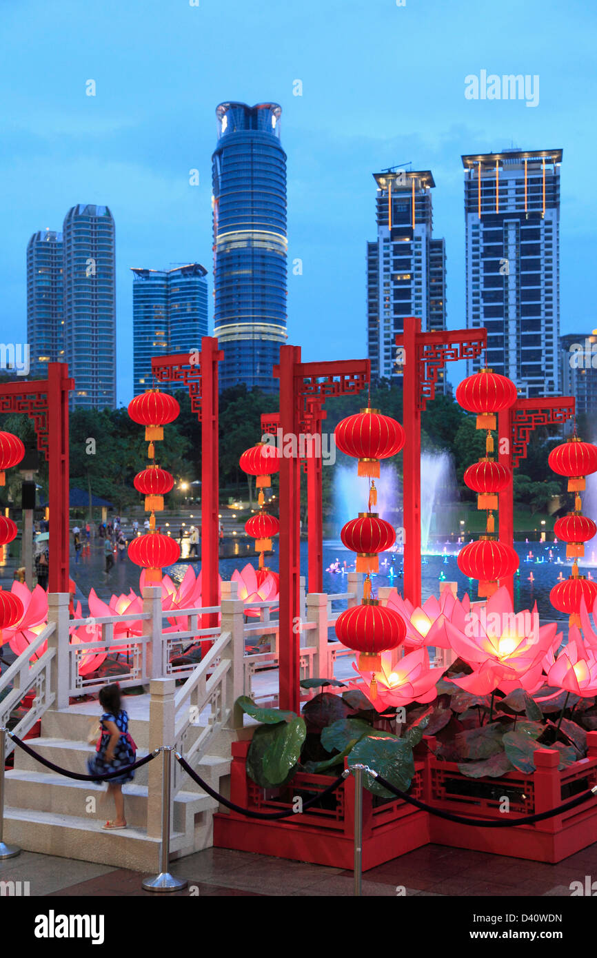 Malaysia, Kuala Lumpur, City Centre, skyline, Chinese New Year, Stock Photo