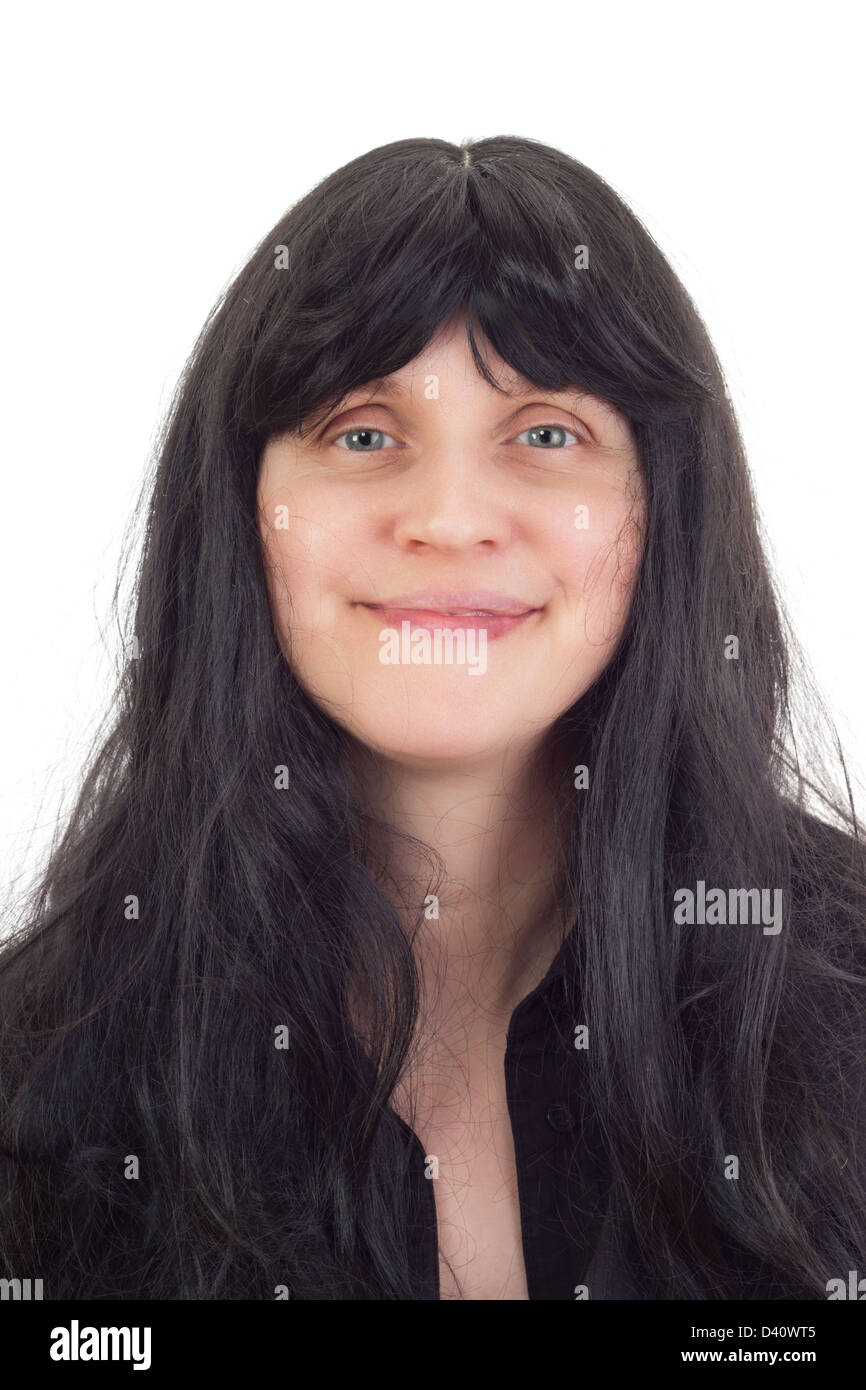 Person long black hair hi-res stock photography and images - Alamy