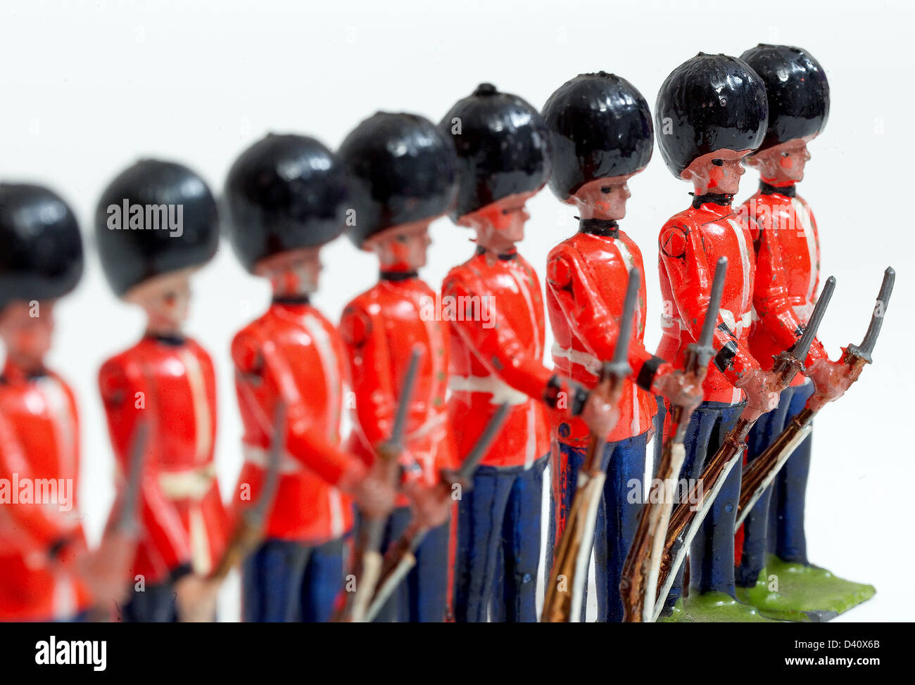 Tin soldiers in a line Stock Photo