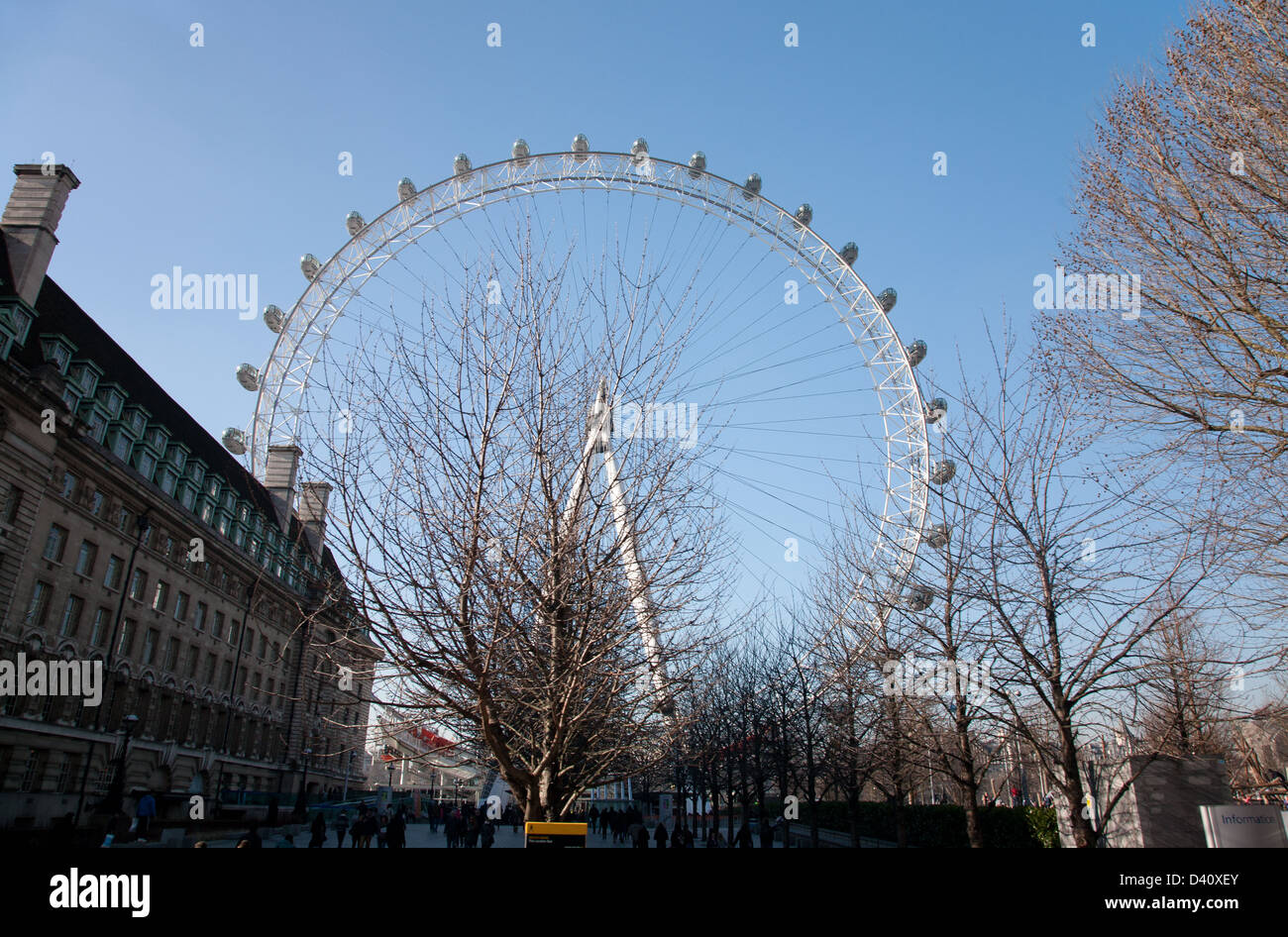 View towards the London Eye from Chichely Street, London, England, United Kingdom Stock Photo