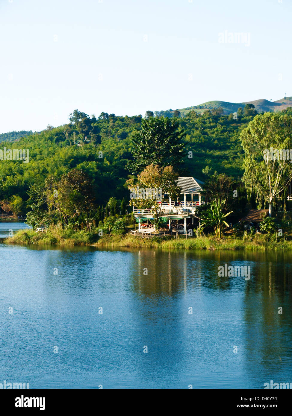 House nearby Mae Suay reservoir, Chiang rai, Thailand Stock Photo