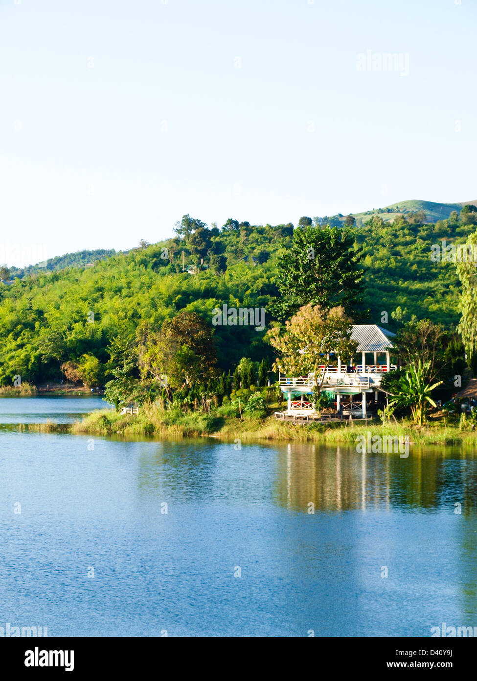House nearby Mae Suay reservoir, Chiang rai, Thailand Stock Photo