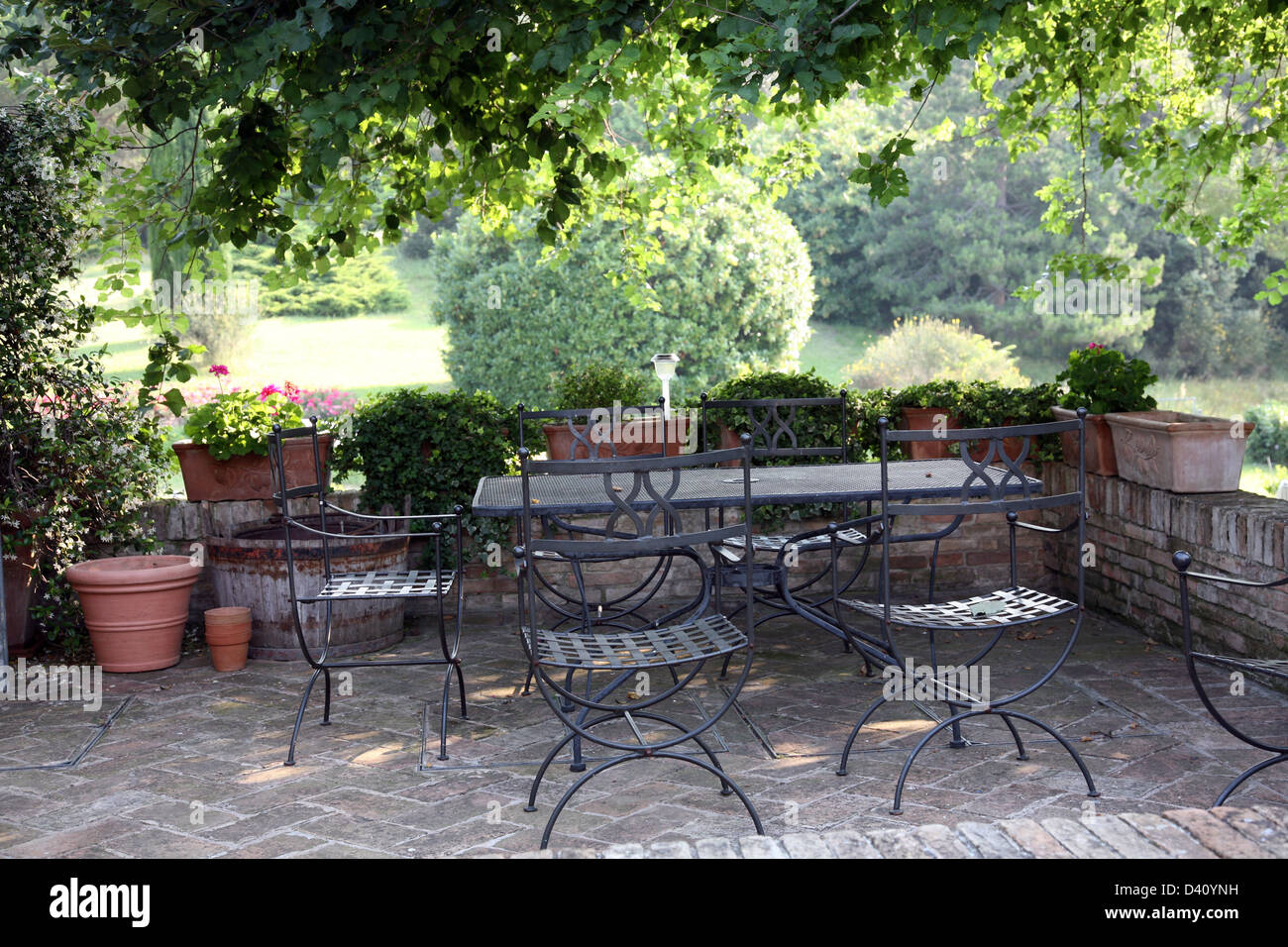Relaxing terrasse villa in Urbino, Italy Stock Photo