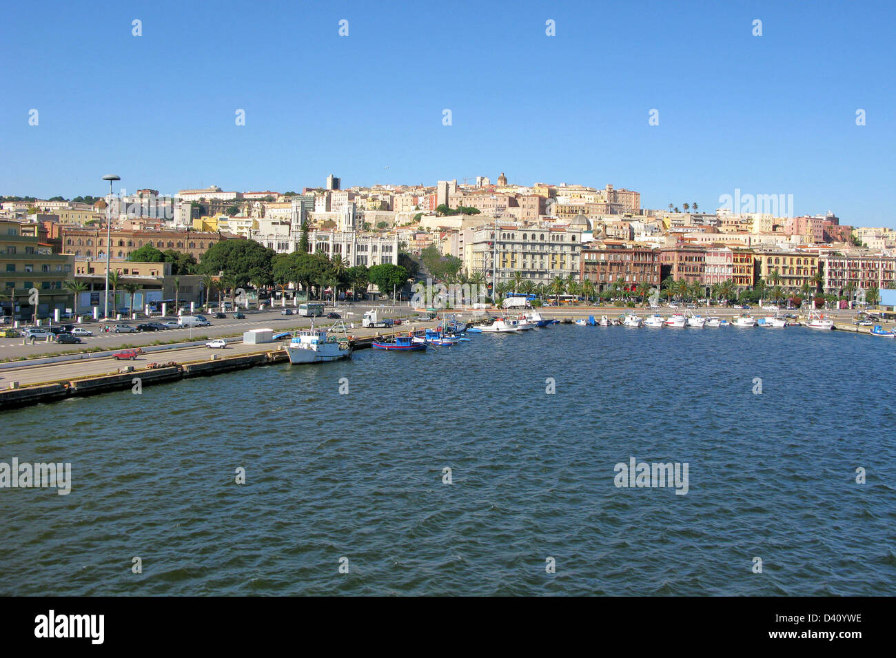 View of Cagliari from the sea, Italy Stock Photo