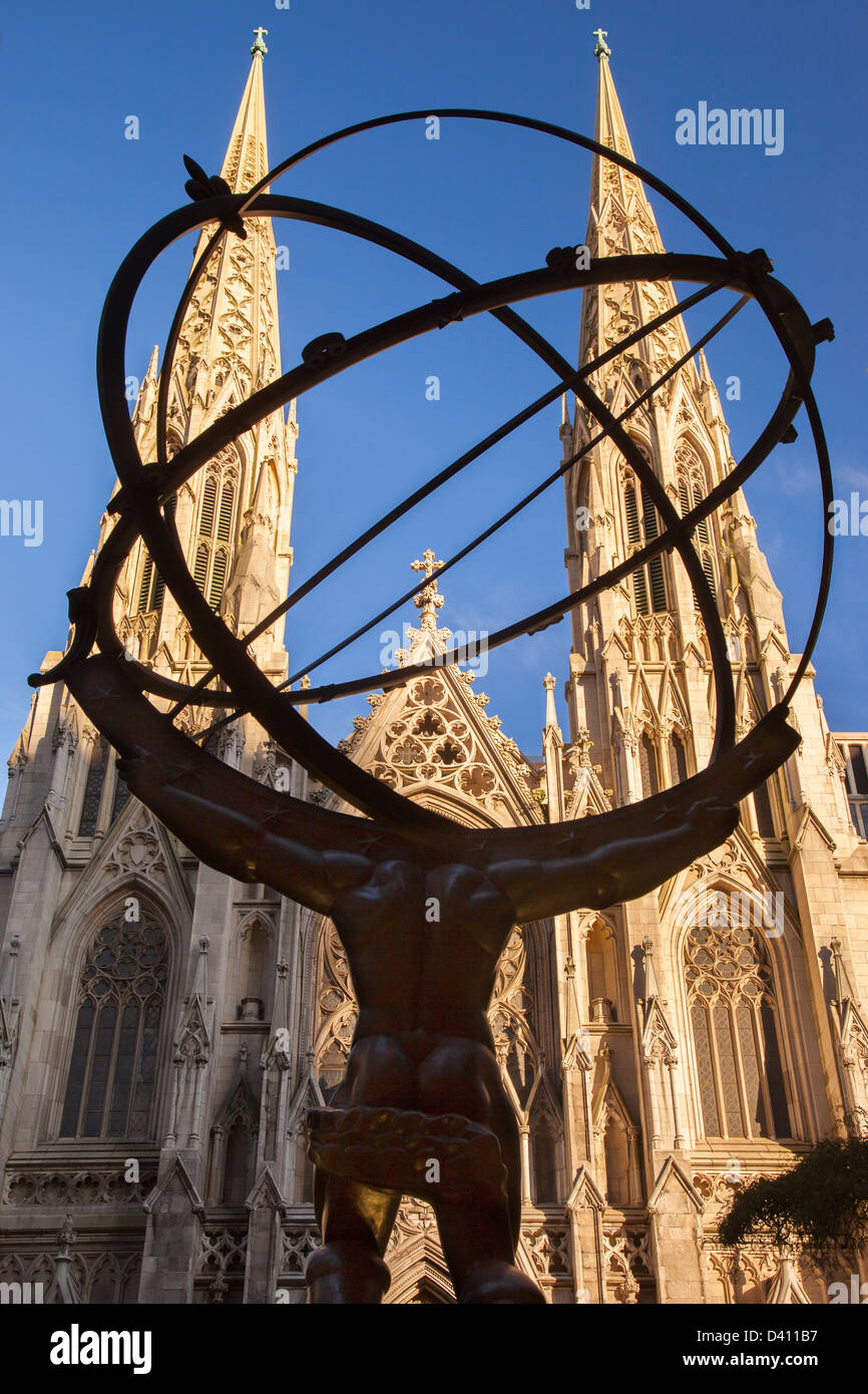 St patrick cathedral spires rockefeller center buildings hi-res stock ...