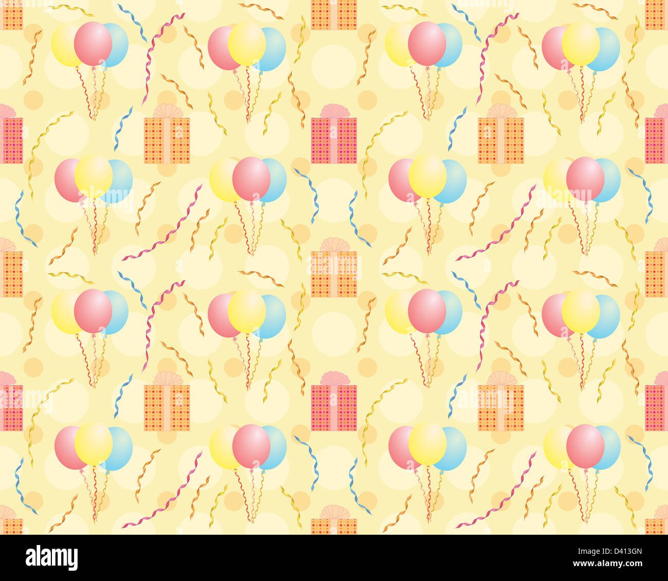 seamless birthday pattern with balloons and presents Stock Photo - Alamy