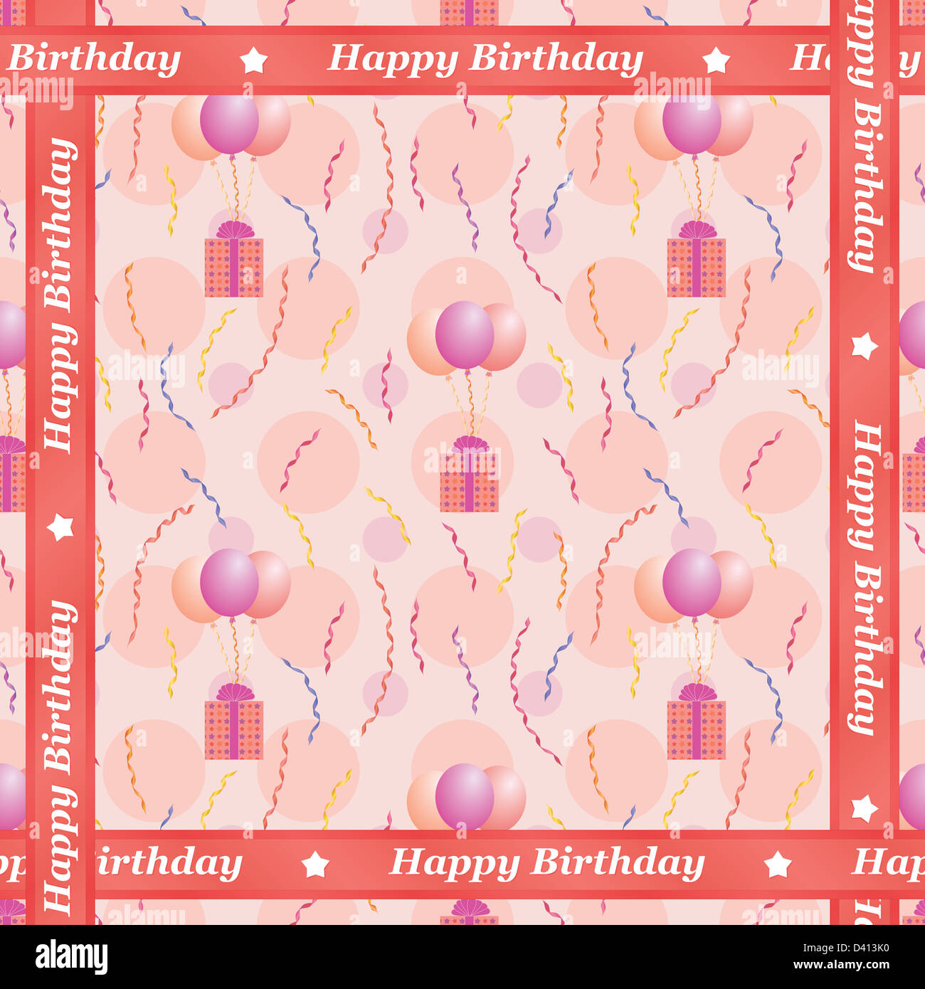seamless Happy Birthday pattern with balloons carrying presents Stock ...