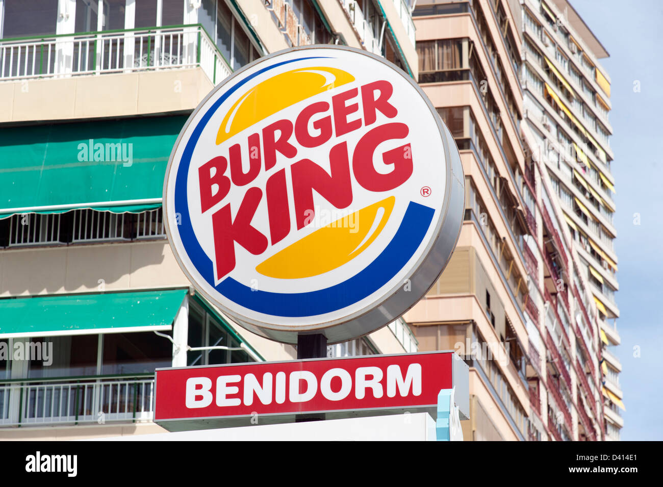 Burger King sign, Benidorm, Costa Blanca, Spain Stock Photo