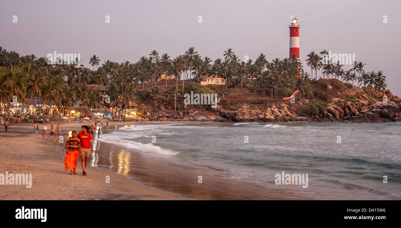 Kovallam beach, lighthouse, India Kerala Stock Photo