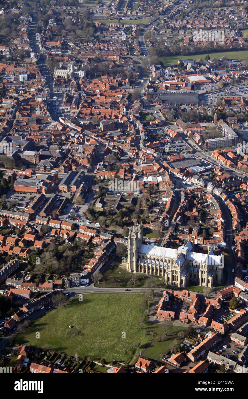 aerial view of Beverley Minster in East Yorkshire Stock Photo