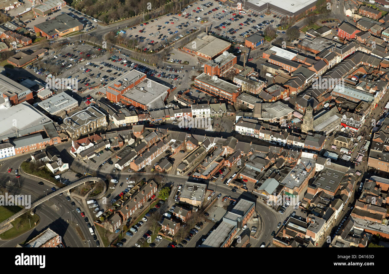 aerial view of Pontefract, West Yorkshire Stock Photo