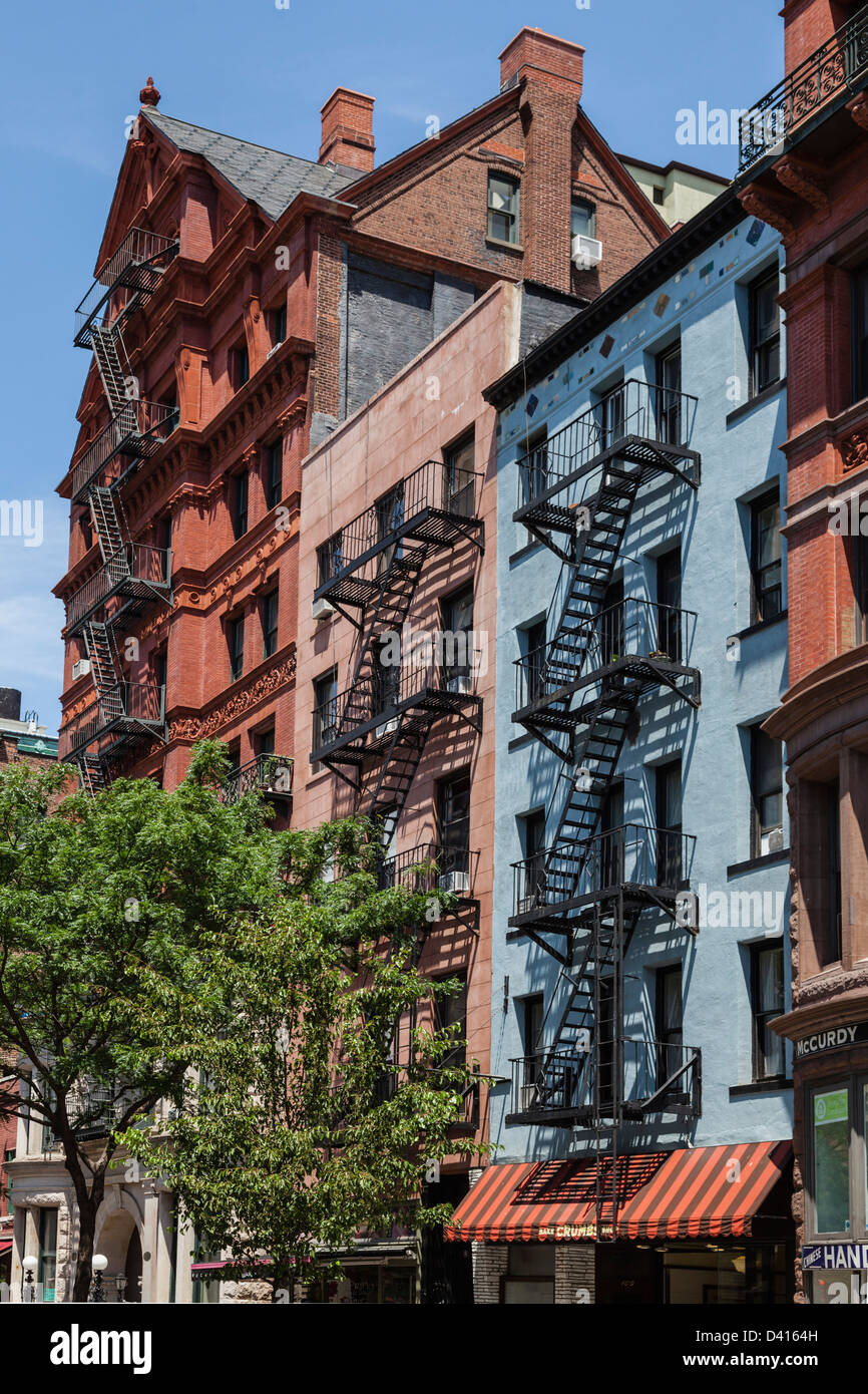 cast Iron buildings in Brooklyn Heights, Clark Street, New York , USA Stock Photo