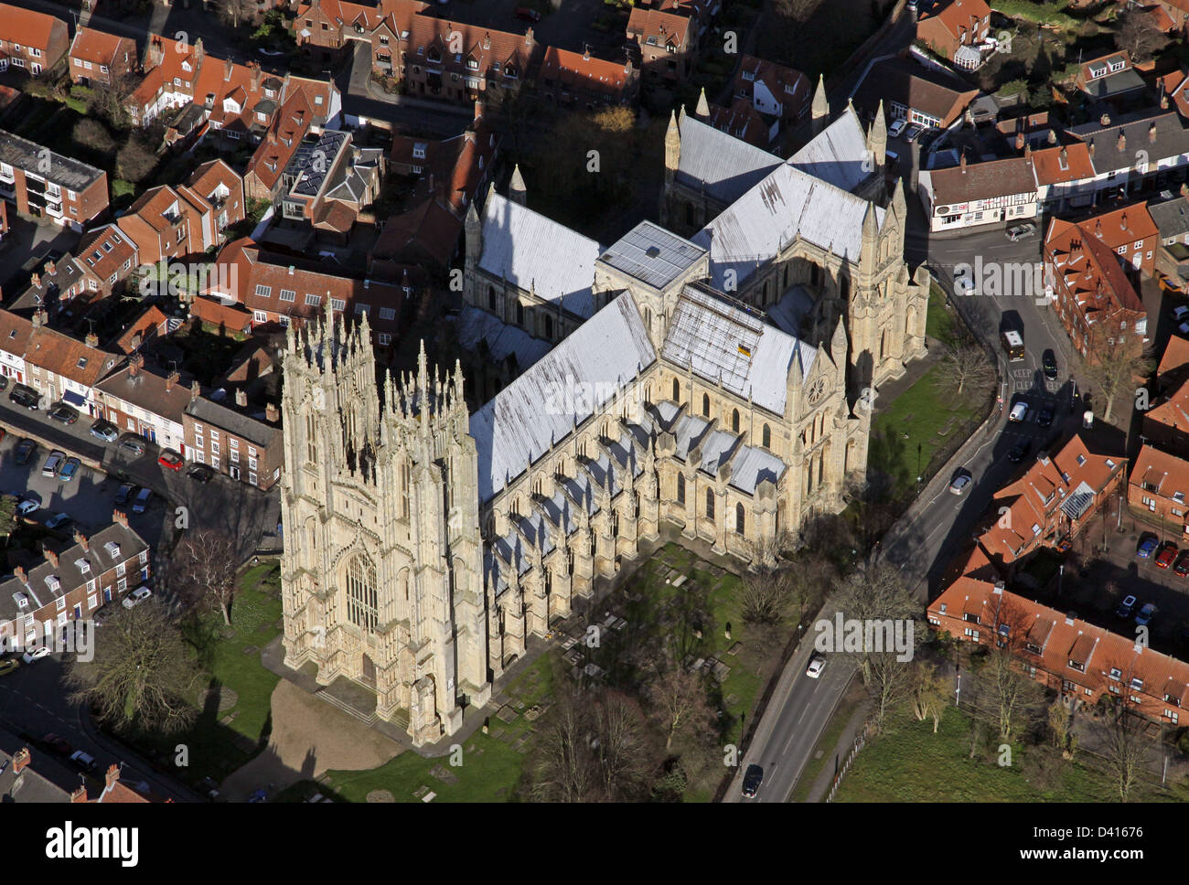 aerial view of Beverley Minster in East Yorkshire Stock Photo