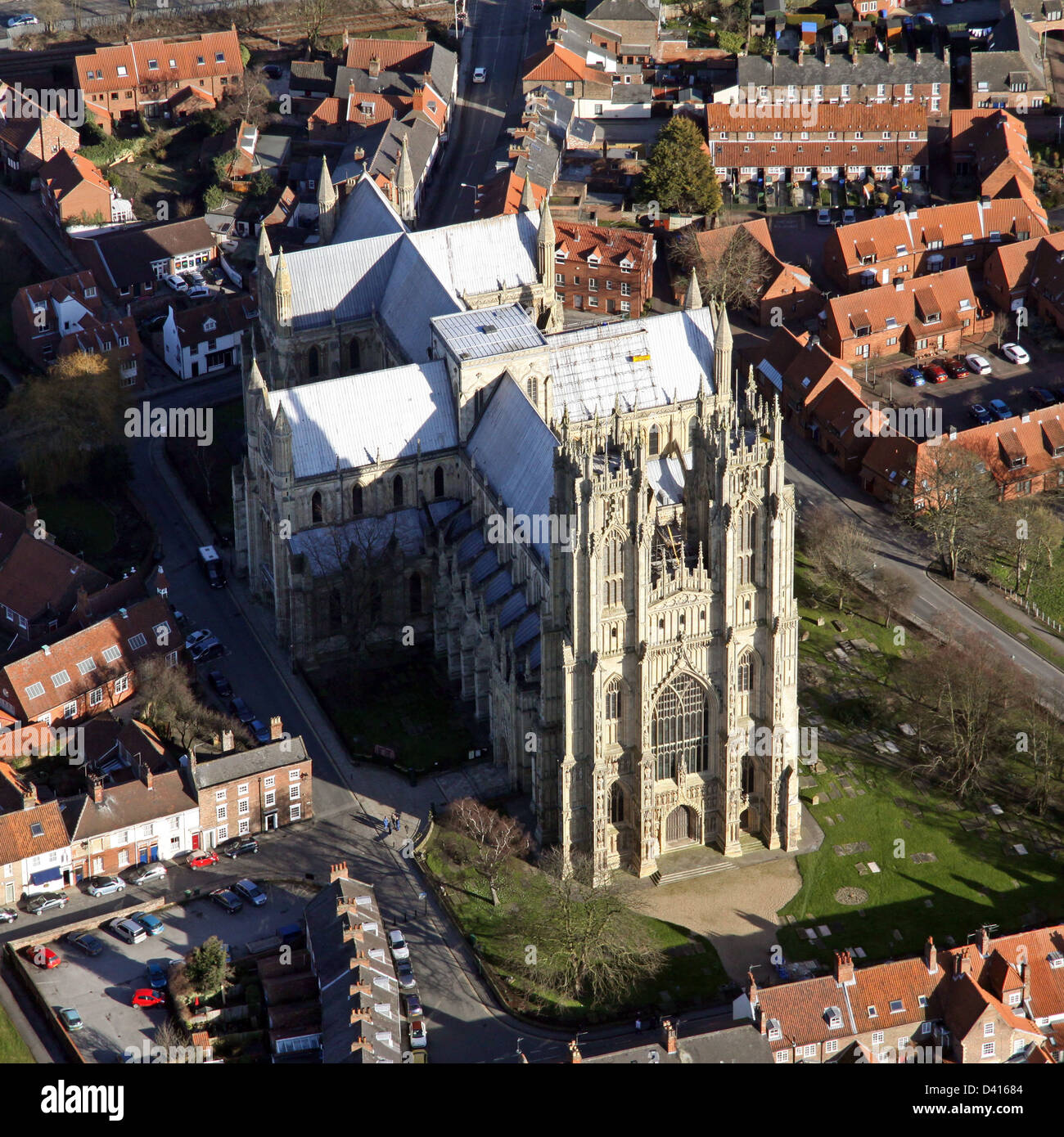 aerial view of Beverley Minster, East Yorkshire Stock Photo