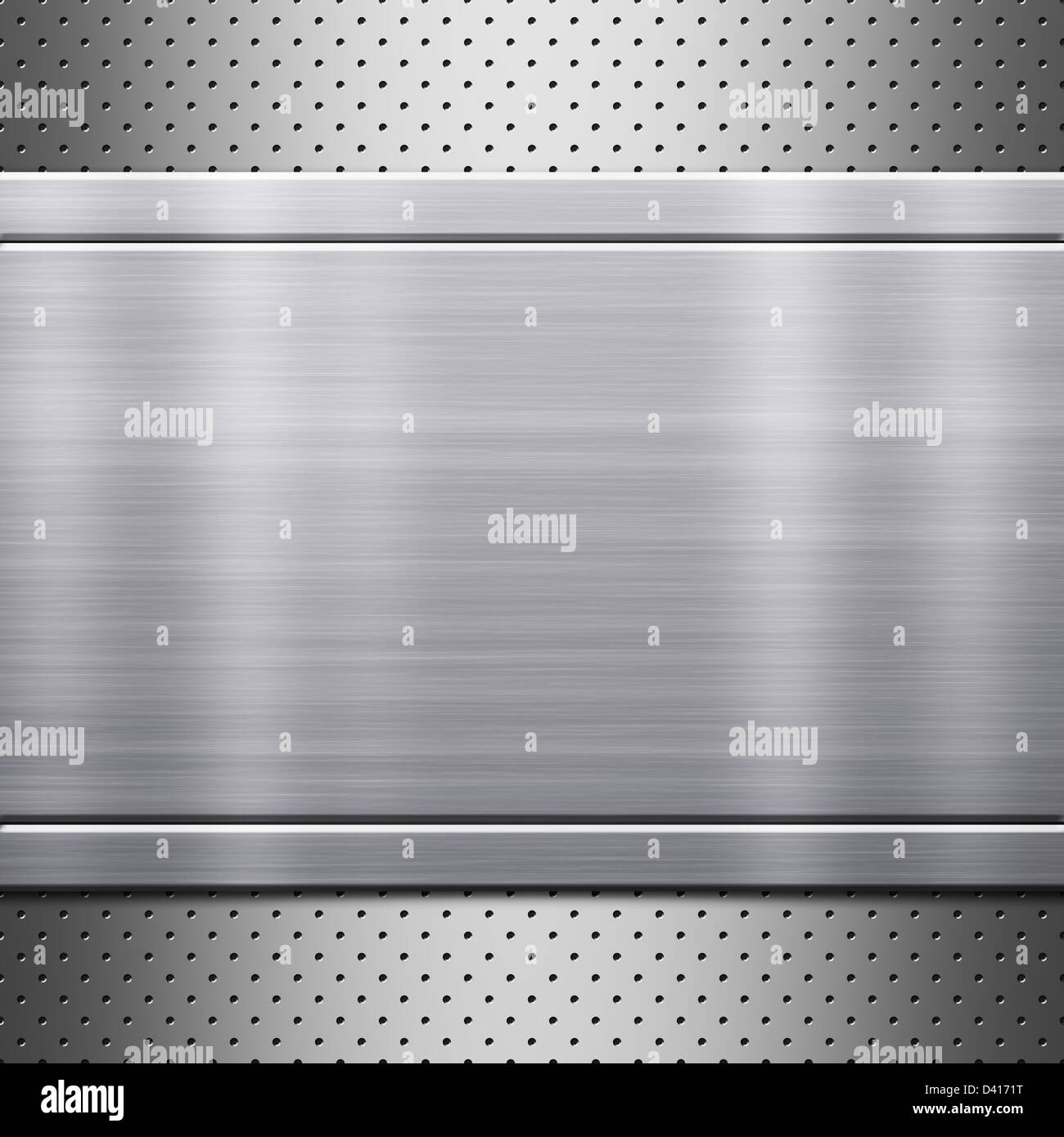 Metal plate on metal mesh background or texture Stock Photo - Alamy