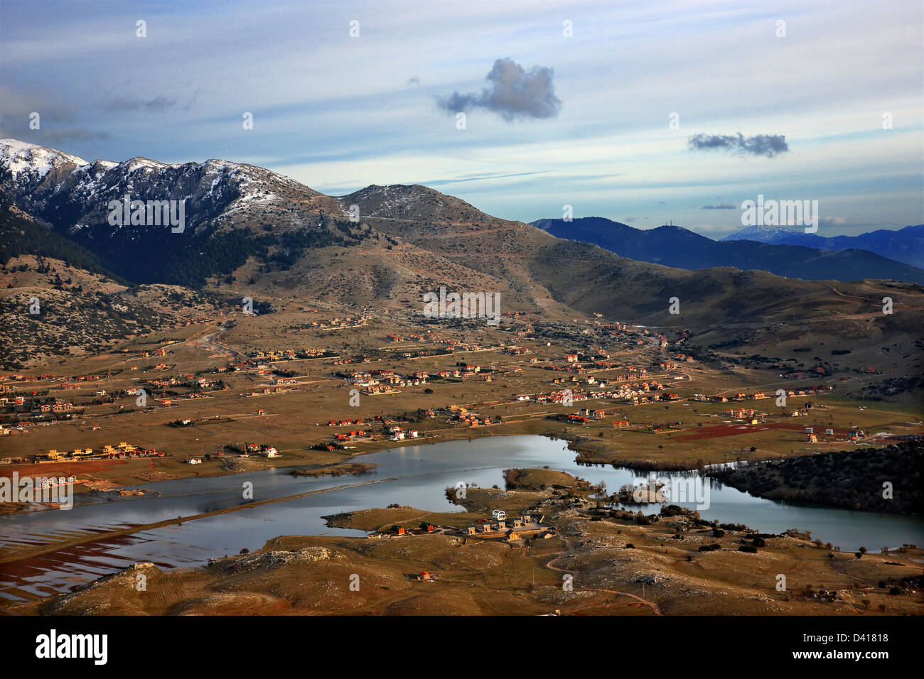 Livadi plateau, the seasonal lake of Pinigura, Arachova, Parnassus mountain, Viotia, Central Greece. Stock Photo
