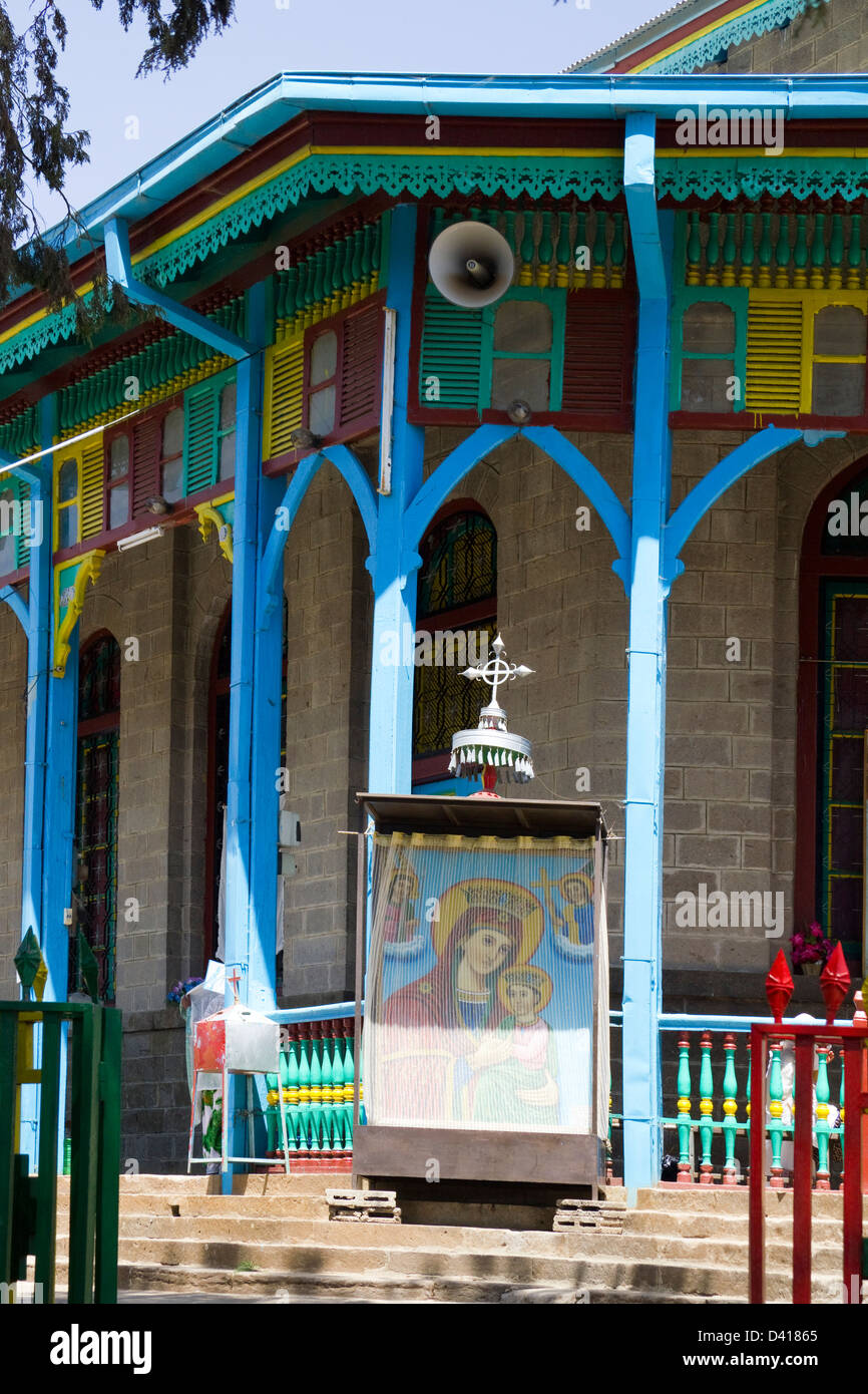 Outside Entoto Maryam church above Addis Ababa Ethiopia Africa Stock Photo