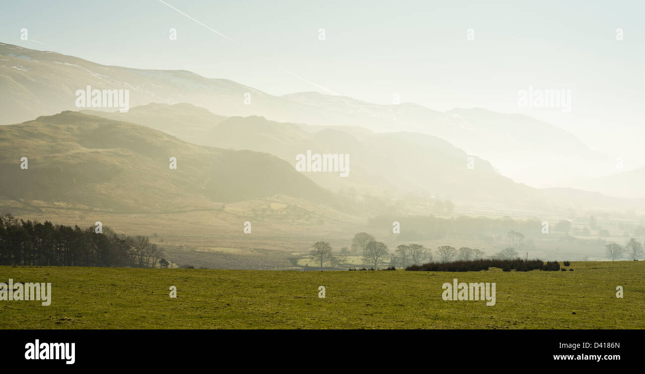 View looking south form Castlerigg, Cumbria, Lake District, England, UK Stock Photo