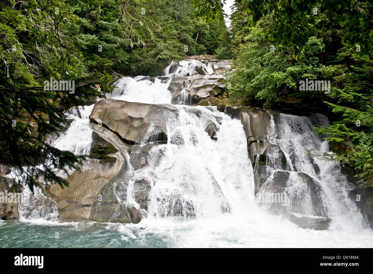 Clayton Creek Falls in the Great Bear Rainforest near Bella Coola, British Columbia, Canada. Stock Photo