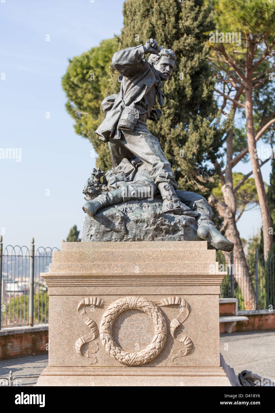 Statue and monument to Italian patriots Cairoli brothers by Ercole Rosa erected in 1883 on Pincio Hill Rome Italy Stock Photo