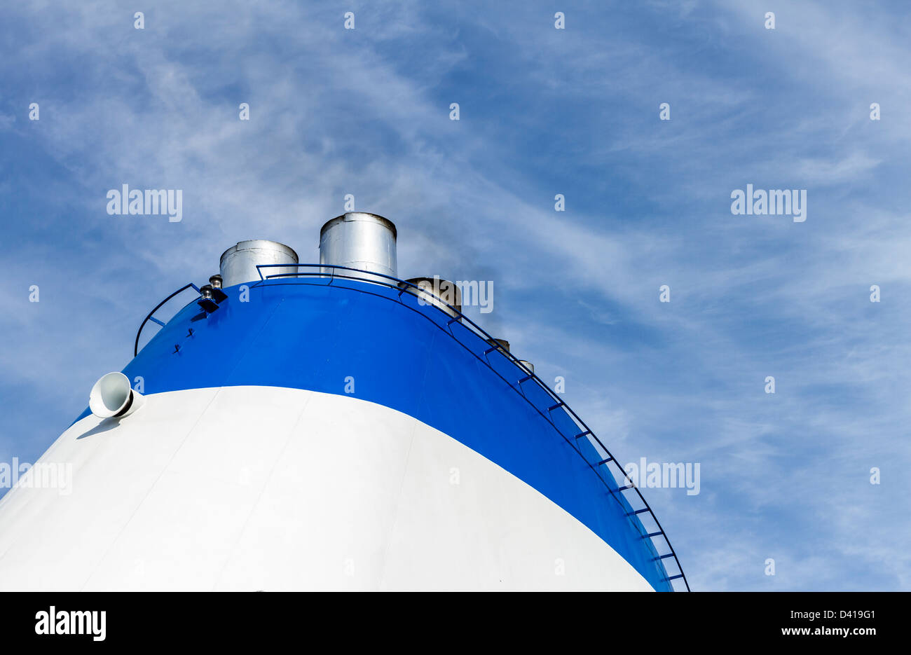 Cruise ship smoke stack on P&O Pacific Pearl. Stock Photo